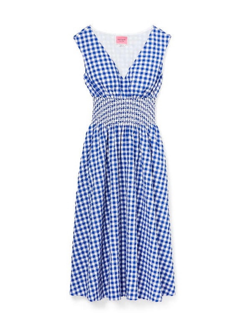 KATE SPADE Women’s gingham smocked waist midi  dress💙💙